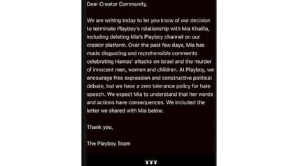 El comunicado de Playboy tras despedir a Mía Khalifa