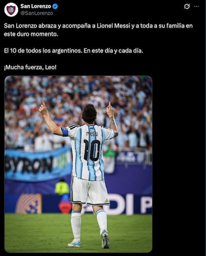 El comunicado de San Lorenzo en redes sociales tras conocerse la noticia