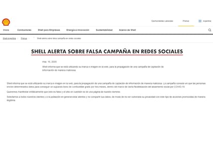 El comunicado de Shell sobre la falsa campaña de descuento de combustible