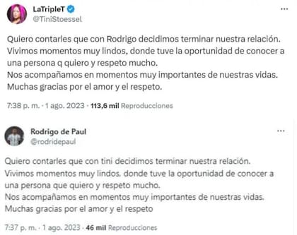 El comunicado de Tini y De Paul que confirma su separación