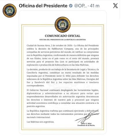 El comunicado del Gobierno