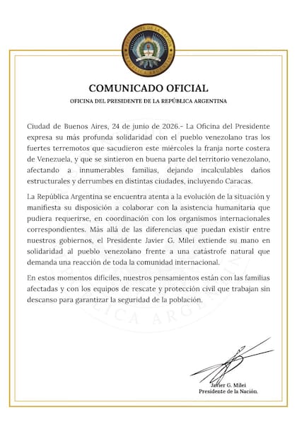 El comunicado del Gobierno