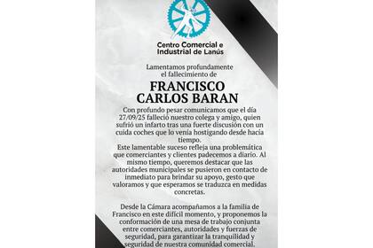 El comunicado del Centro Comercial e Industrial de Lanús