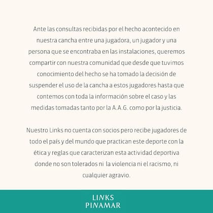 El comunicado del club de golf