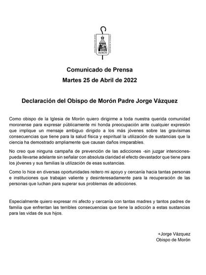El comunicado del Obispo de Morón