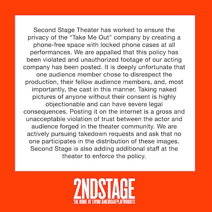 El comunicado del teatro donde se presenta la obra de Jesse Williams (Foto: Twitter @2STNYC)