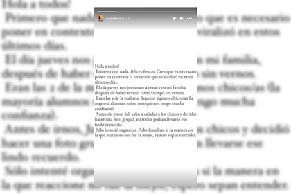 El comunicado difundido por Emilia Ferrero, novia de Julián Álvarez