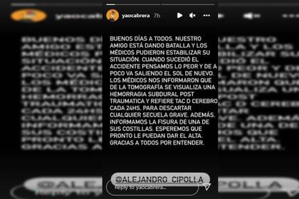 El comunicado en la Instagram de Yao (Foto Instagram @yaocabrera)