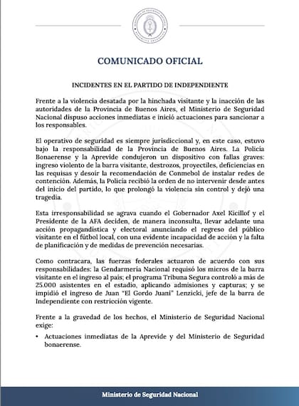 El comunicado nacional calificó los hechos como una muestra de la "total incompetencia de la Aprevide"