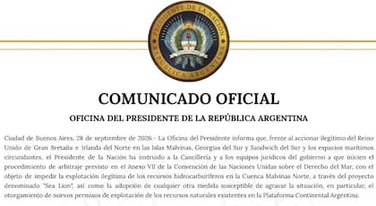 El comunicado oficial de Presidencia