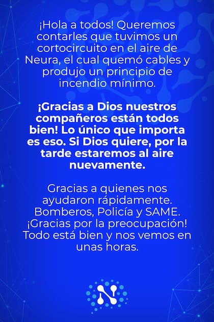 El comunicado oficial de Neura Media