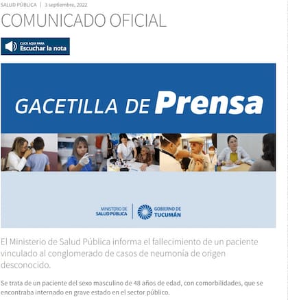El comunicado oficial del Ministerio de Salud Pública