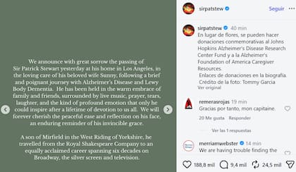 El comunicado oficial sobre la muerte de Stewart