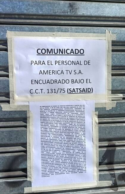 El comunicado para su personal que América TV pegó en sus persianas la semana pasada