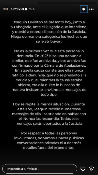 El comunicado publicado por la banda en Instagram - Turf