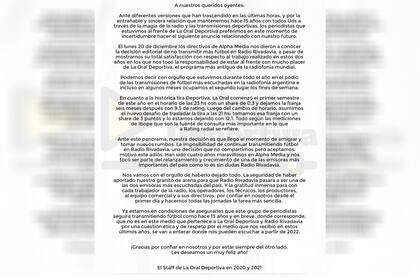 El comunicado que compartió el programa para contar sus nuevos rumbos