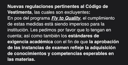 El comunicado que le envió la UADE a los docentes.