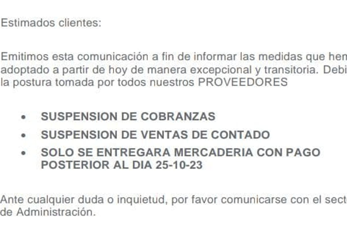 El comunicado que una empresa envió a productores