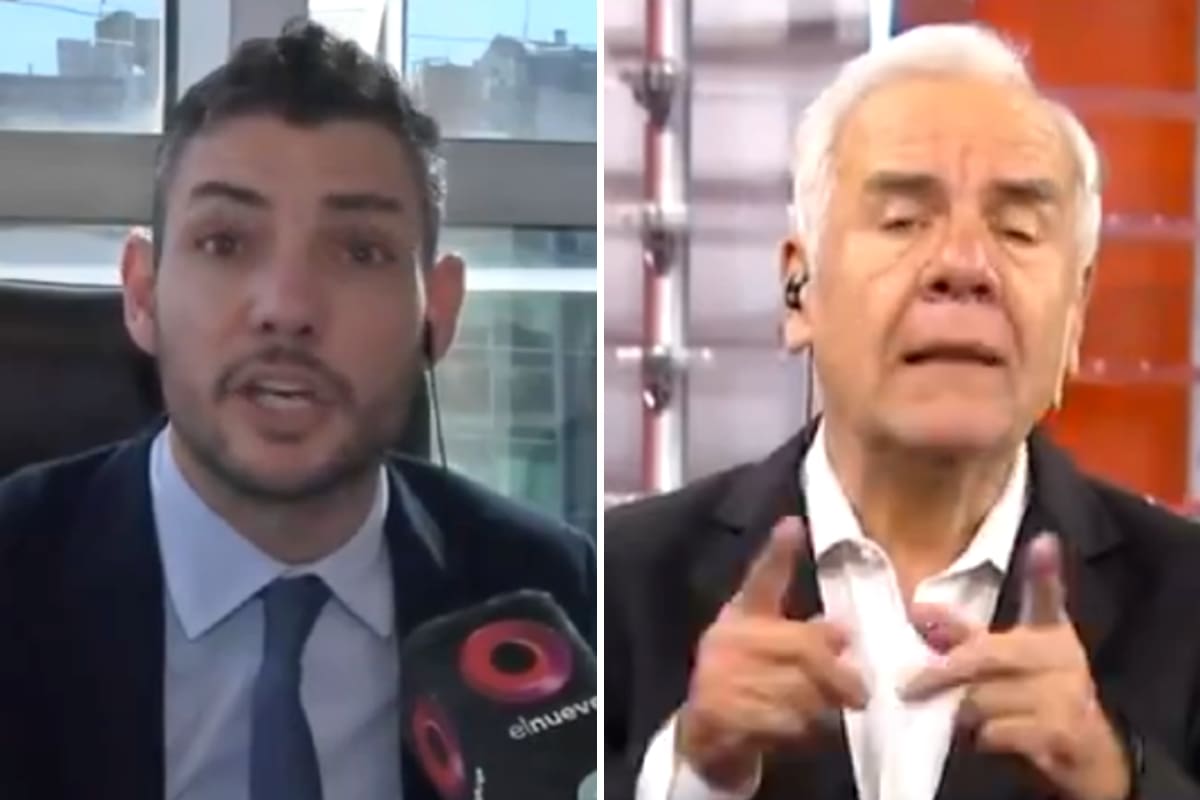 El conductor de Telenueve al mediodía (El Nueve), Esteban Mirol, junto al diputado del Pro, Damián Arabia