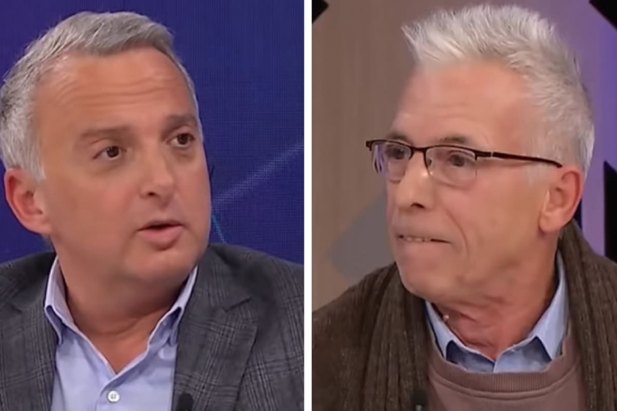 El conductor Martín Yezze junto a Gerardo Romano, actor con el que mantuvo un tenso cruce en pleno diálogo televisivo