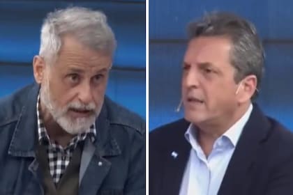 El conductor televisivo Jorge Rial junto al ministro de Economía y candidato a presidente de Unión por la Patria, Sergio Massa