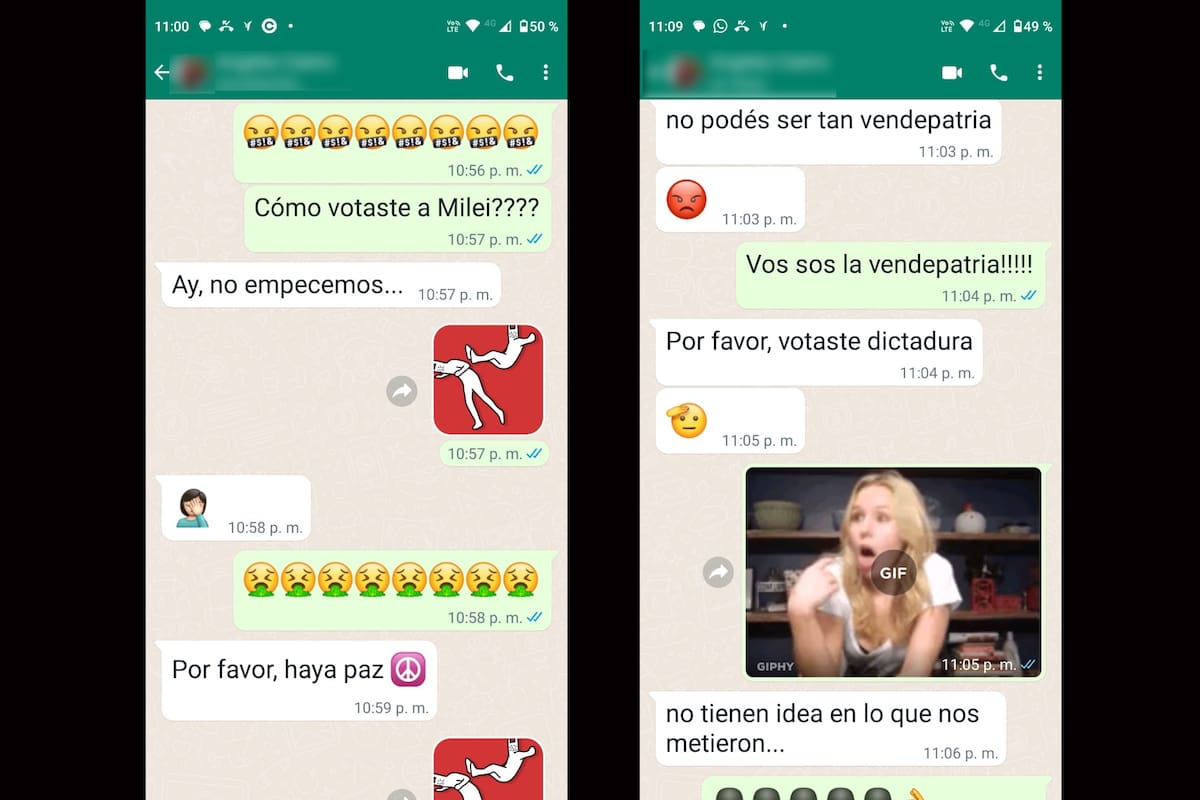El conflicto explotó en los chats en la noche del domingo
