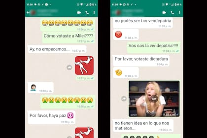El conflicto explotó en los chats en la noche del domingo