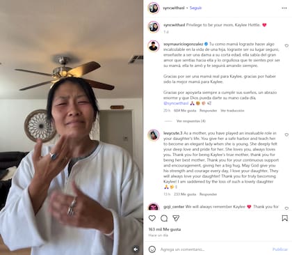 El conmovedor mensaje de la madre de la difunta actriz en Instagram