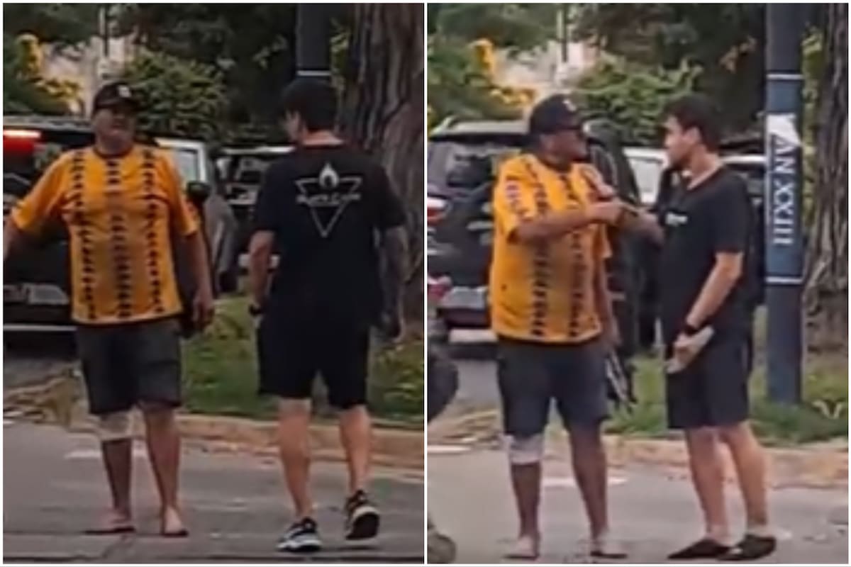 El conmovedor regalo de un hombre a otro que andaba descalzo por las calles de Rosario que conmovió a los usuarios de las redes (Captura de video / IG @gastondevito)