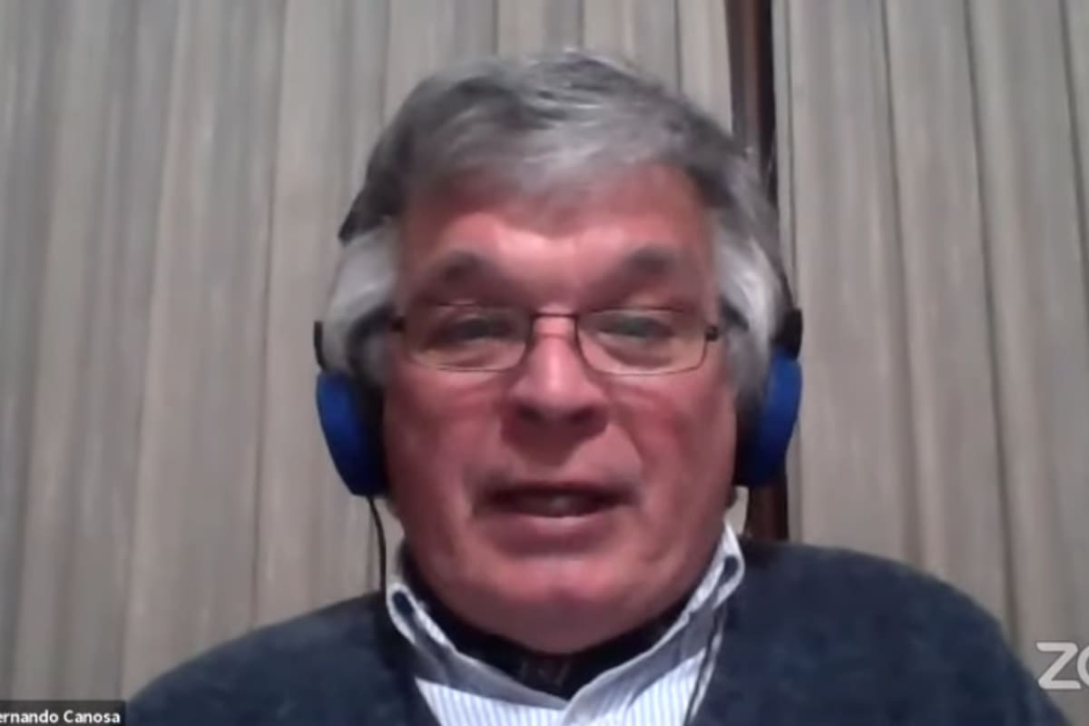 El consultor ganadero, Fernando Canosa, durante el seminario virtual