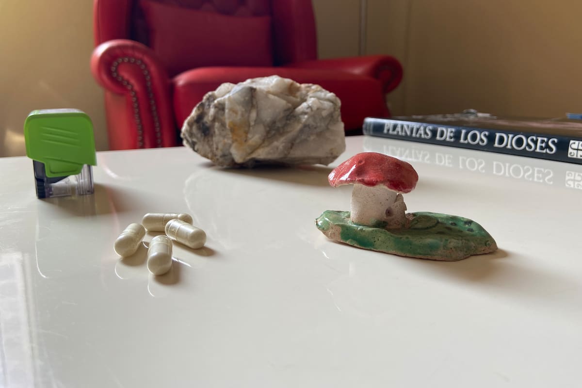 El consultorio de Fernando García, psiquiatra que trabaja con tratamiento de microdosis de hongos.