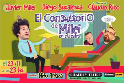 El consultorio de Milei, la obra teatral que reunía a los hermanos Javier y Karina con Diego Sucalesca y Claudio Rico