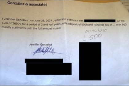 El contrato elaborado por la estafadora implicaba pagos mensuales de US$500