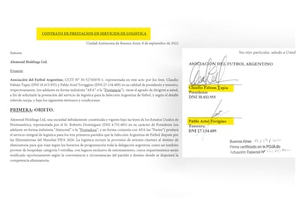 El contrato firmado por Tapia y Toviggino con Alemond Holdings LTD
