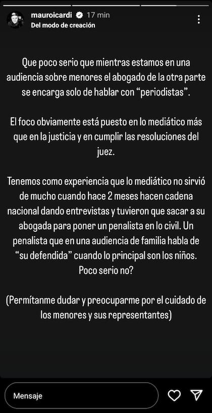 El contundente mensaje de Mauro Icardi (Captura: Instagram @mauroicardi)