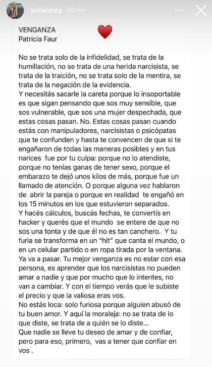 El contundente mensaje de Sofía Aldrey, la exnovia de Federico Bal