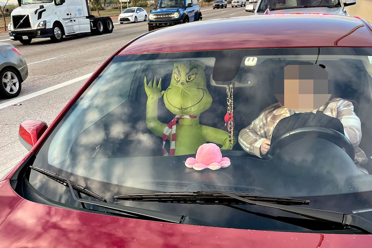 El "copiloto" verde que delató al conductor en una autopista de Arizona.