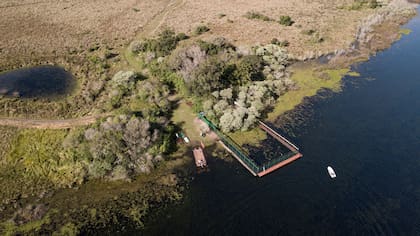 El corral de pre-suelta en la isla San Alonso, donde Alondra habita actualmente. Crédito: Rafael Abuín - CLT Argentina