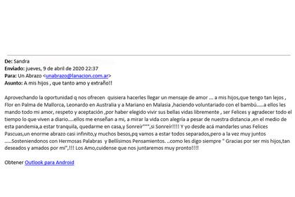 El correo que llegó por la convocatoria #LNteacompaña