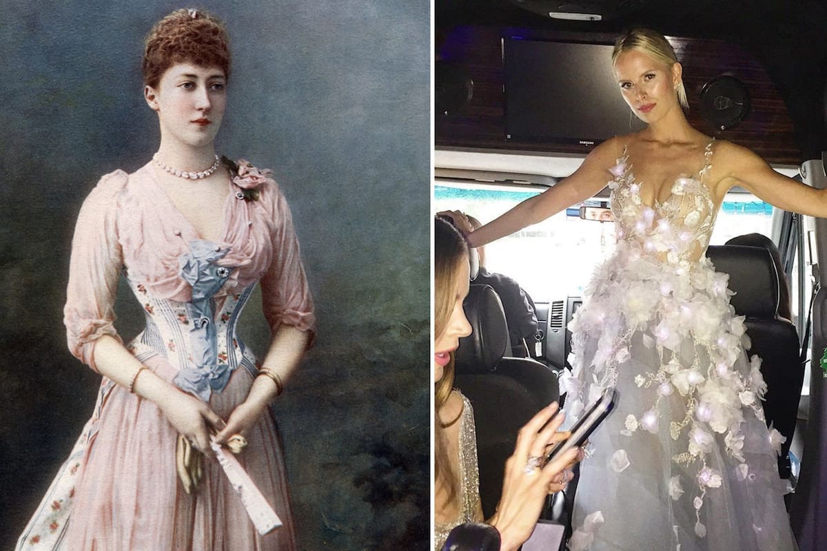 El corsé representa el pasado analógico, en tanto los sensores biométricos representan el presente funcional