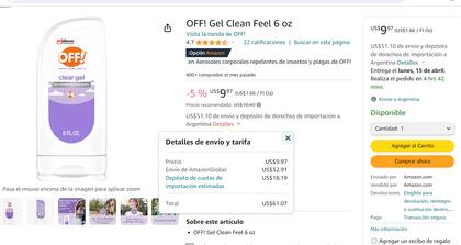 El costo final por adquirir un repelente a través de Amazon ronda los US$61,07