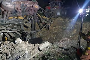 El cráter que dejó el misil en Przewodów