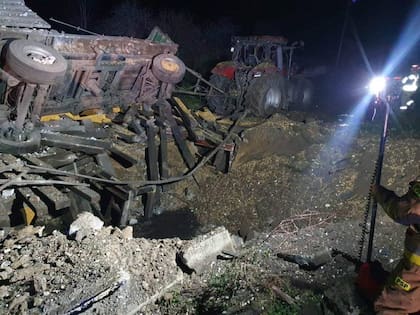 El cráter que dejó el misil en Przewodów