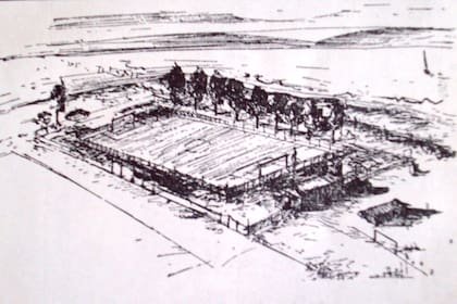 El croquis de la cancha de la Dársena Sud en la que empezó a jugar River a principios del Siglo XX