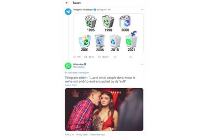 El cruce de WhatsApp al provocativo posteo de Telegram en Twitter