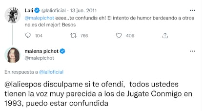 El cruce entre Lali Espósito y Malena Pichot en 2011.