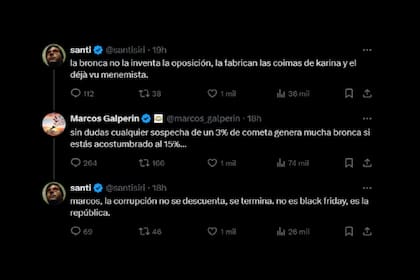 Santiago Siri le replicó al empresario que la corrupción no es un descuento, sino algo que debe terminar