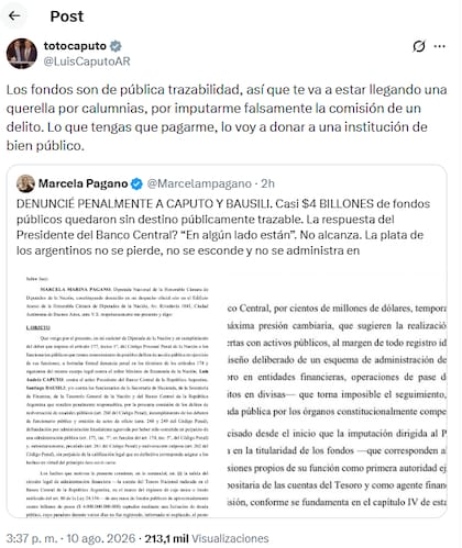 El cruce entre Pagano y Caputo en X