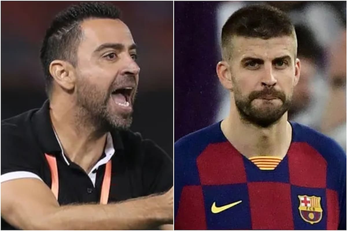 El cruce entre Xavi Hernández y Piqué en el vestuario del Barcelona (Foto: Archivo)