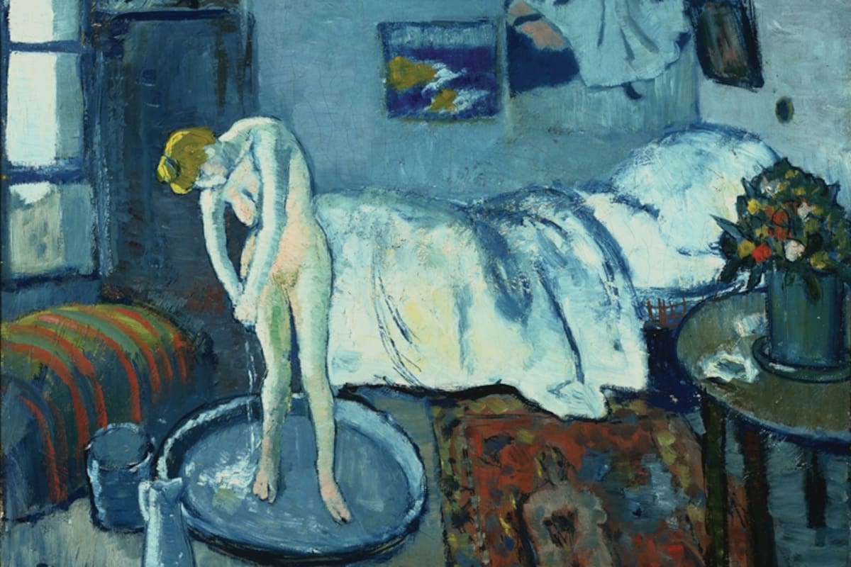 El cuadro La habitación azul de Pablo Picasso sometida a rayos infrarrojos ha mostrado bajo la pintura conocida otra muy diferente